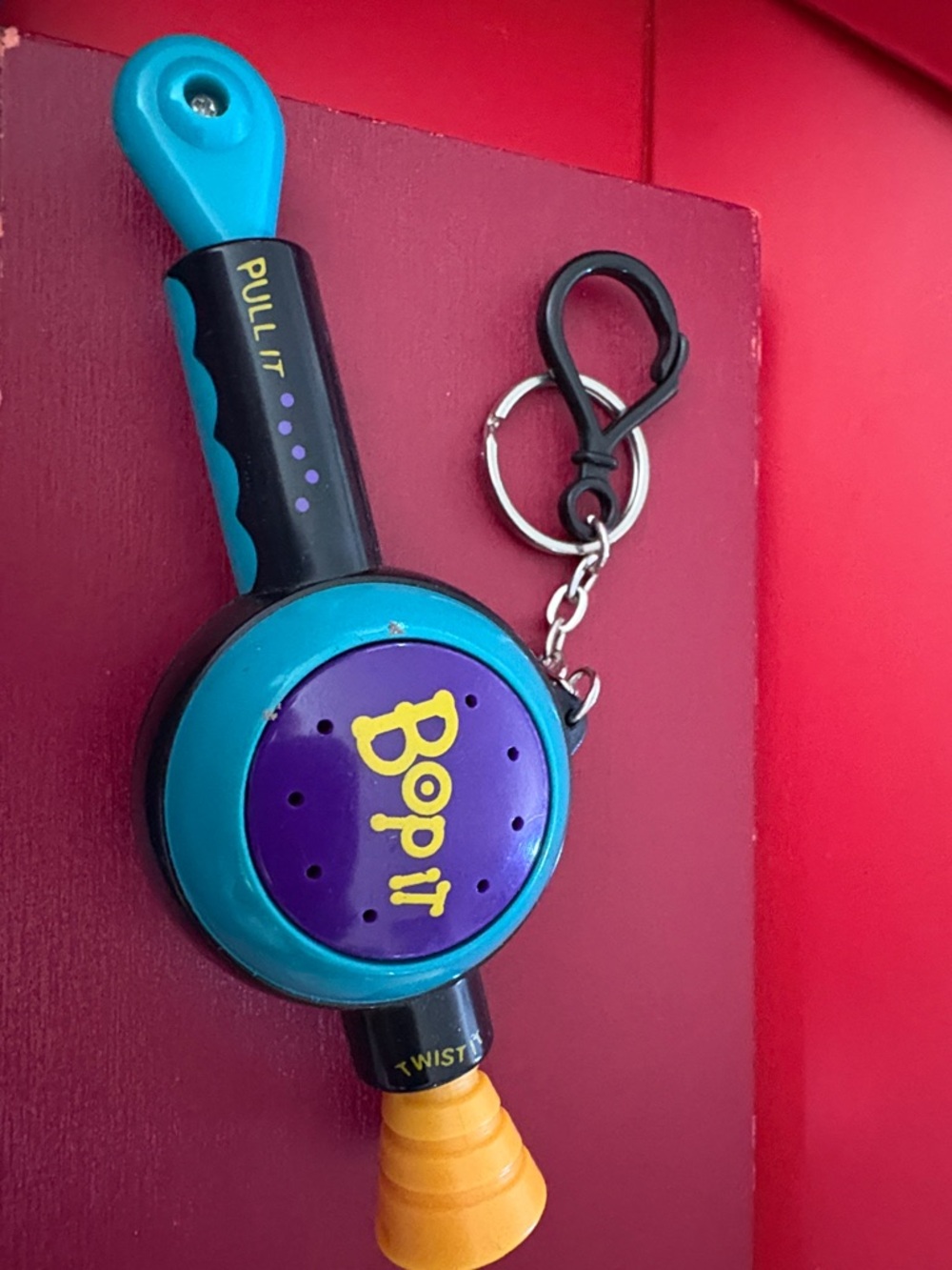 Vintage 2000 Bop It Keychain Game - Teal, Purple, Black, Yellow